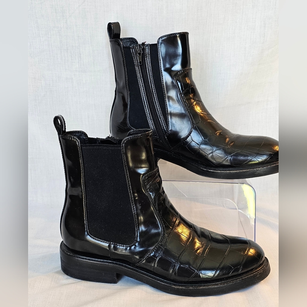 Crocodile Embossed Ankle Boots